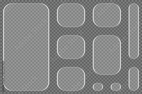 Transparent glass shapes overlay interface elements