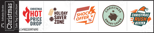 Boost Your Christmas Sales with Editable Stroke Sale Tags, featuring Hot Prices, Holiday Savings, Shock Offers, & Smart Saver Deals! Get Festive Discounts Now!