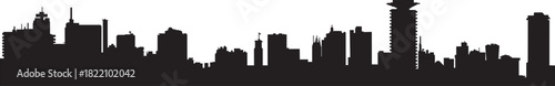 Nairobi City Skyline Silhouette Vector, Detailed Urban Panorama with Iconic Skyscrapers and Landmarks