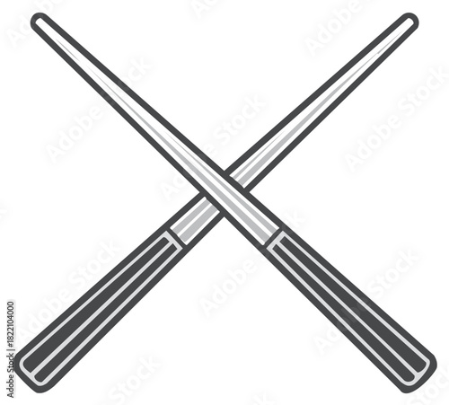 Stylized crossed chopsticks minimalist graphic for Asian food and dining
