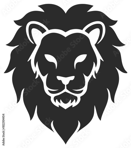 Majestic lion head with a wild mane graphic symbol vector illustration