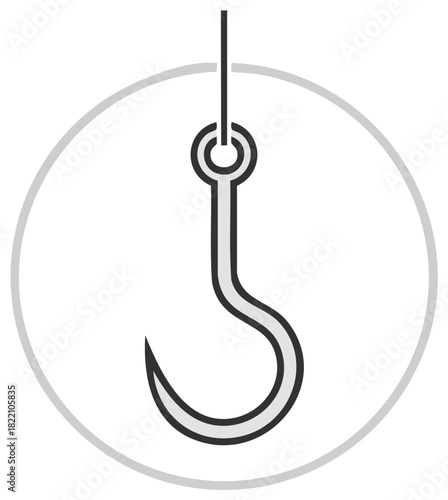 Fishing Hook Graphic Hanging Illustration Circle Border
