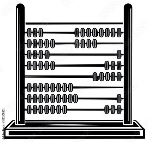 Retro Abacus illustration, classic educational calculation tool