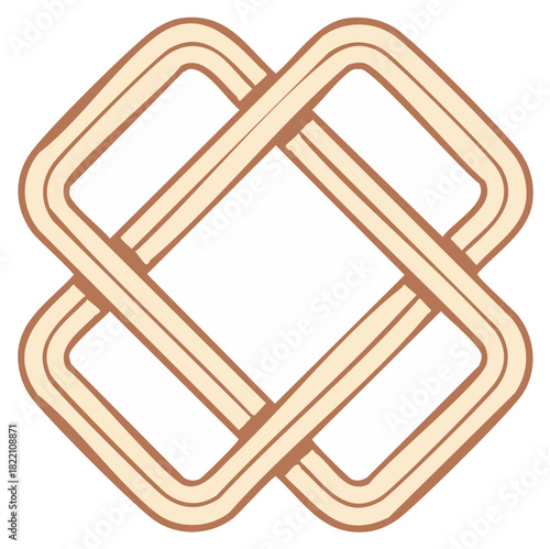 Interlocking Squares Vector Illustration, Beige and Brown Geometric Pattern, Rounded Shape, Modern Aesthetic