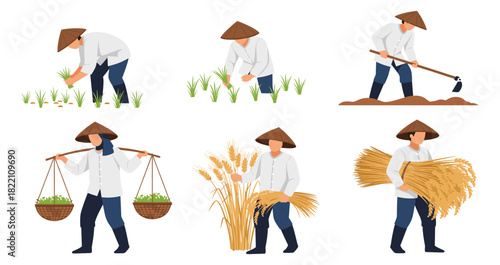 Farm agriculture icon set with tractor, barn, livestock, crops, eggs, farmer and planting symbols, silhouette style.ai