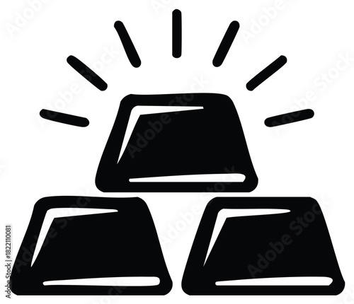 Stacked Gold Bars Sketchy Icon Shining Wealth and Treasure Doodle