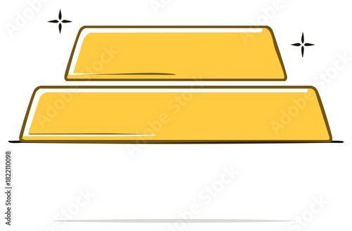 Gold bars, bullion, financial resources, wealth, treasure, shining yellow bricks of precious metal, savings