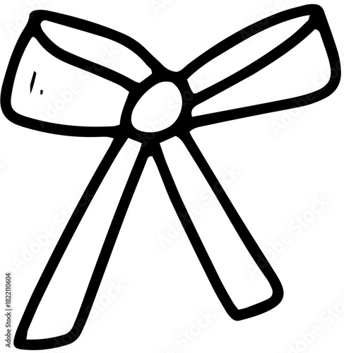 Illustration vectorielle simple et élégante d'un nœud décoratif ou d'un ruban, dessiné dans un style doodle linéaire.