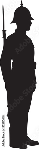 silhouette of a military of uk with a hat