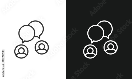Two People Talking and Chatting Line Art Icon for Communication, Interview, and Social Interaction Concepts