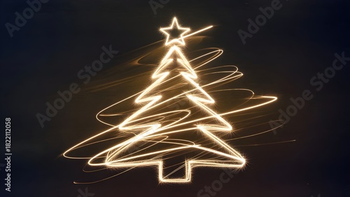 Golden Light Streak Tree with Star