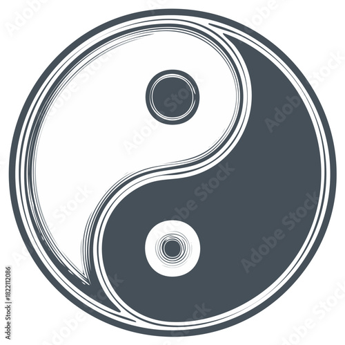 Minimalist brushstroke Yin Yang symbol expressing ancient spiritual balance and duality