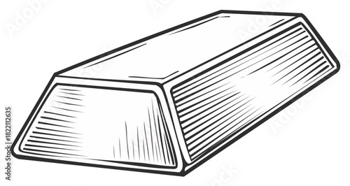 Graphic Illustration of a Shiny Gold Bar with Engraved Lines