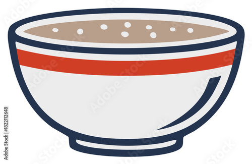 Bowl of porridge Illustration; Oatmeal or Cream of Wheat for a Wholesome Breakfast