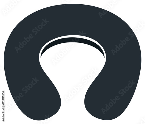 Dark Blue Travel Pillow Silhouette Isolated on White Background