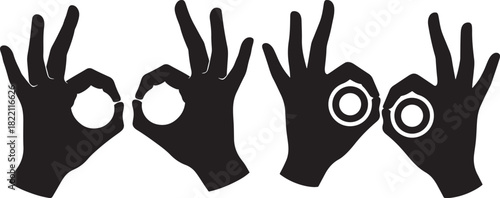Four hands forming circles with fingers in silhouette