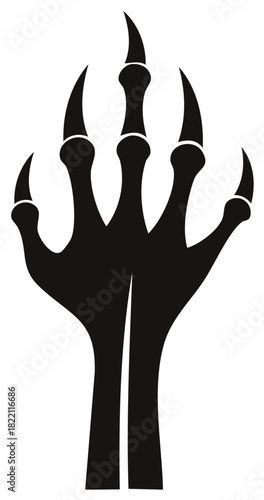 A dark monstrous creature hand with sharp menacing claws halloween horror silhouette