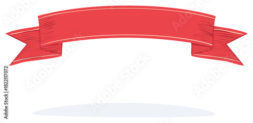 Vivid Crimson Ribbon Banner Graphic with Tail Edges for Embellishment and Decorative Design Elements