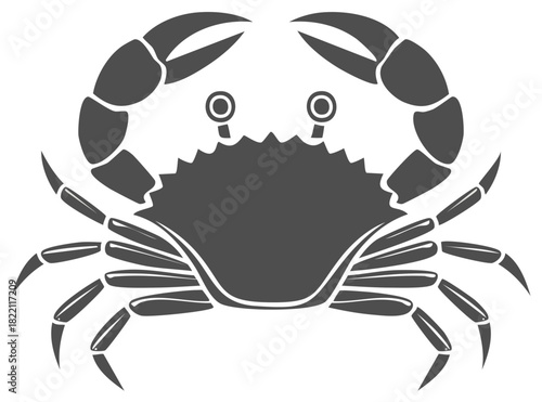 Stylized Crab with Claws Facing Upwards in Dark Grey Scale Design Element