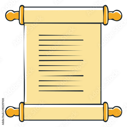 Vintage paper scroll with text lines ancient document message illustration