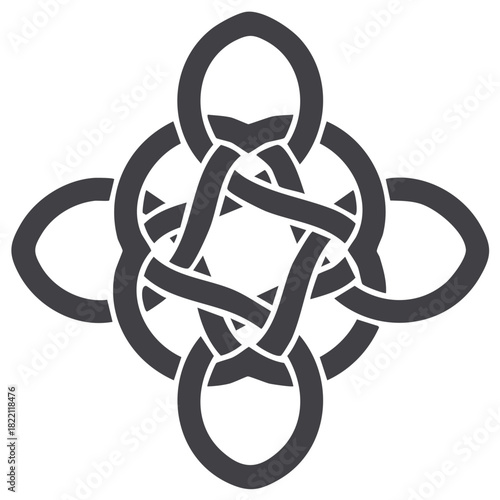 Intricate Celtic knot design with interlocking loops and a central star shape symbolizing eternity