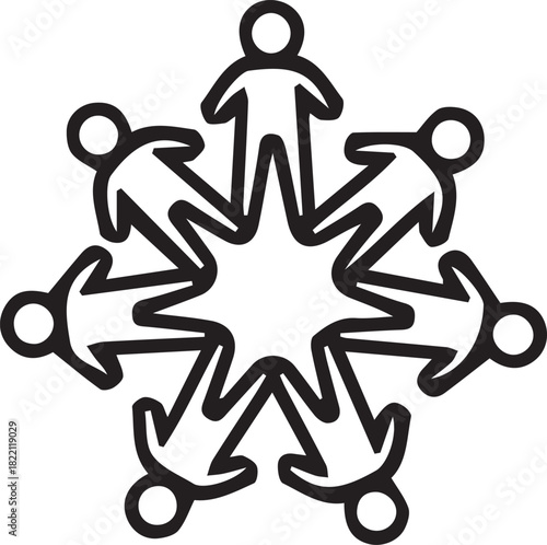 Diverse group of people forming a circle of unity and connection around a bright center