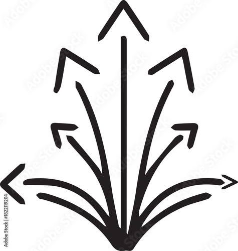 Abstract illustration of multiple arrows diverging from a central point, symbolizing growth and direction