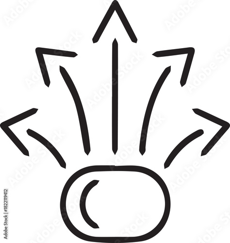 Abstract illustration of an oval shape with multiple arrows radiating outwards, symbolizing growth and expansion.