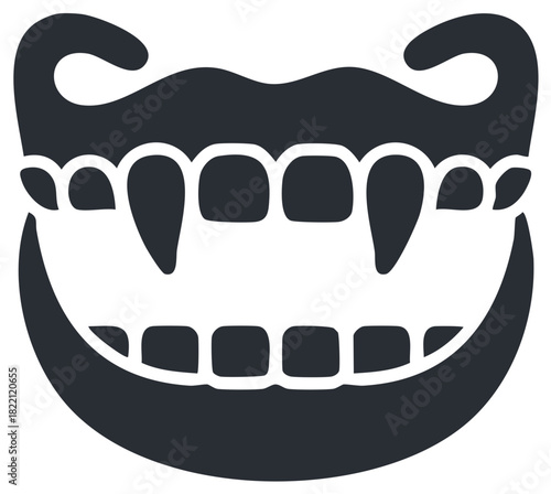 Stylized vampire fangs and teeth symbol