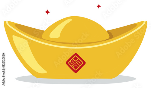 Golden ingot symbol of wealth and prosperity, with sparkles