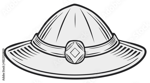 Pith Helmet Graphic Icon: Vintage Adventure Hat