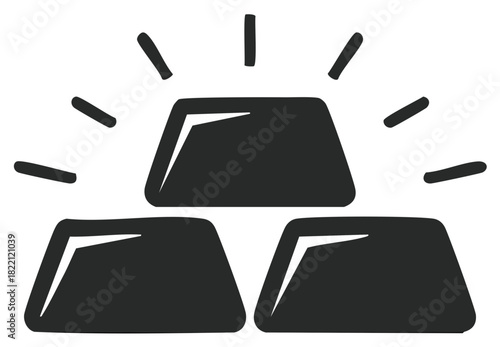 Stylized Stack of Gold Bars with Shining Rays Isolated on White Background Finance Concept