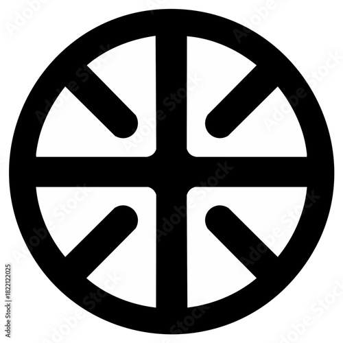 Sun Wheel Icon Black Circular Cross Ancient Solar Symbol Illustration