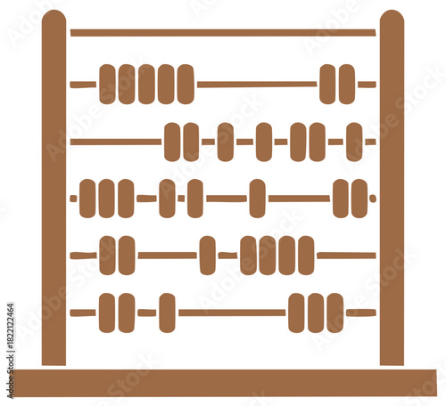 Brown Abacus Counting Tool Illustration for Education Mathematics and Learning