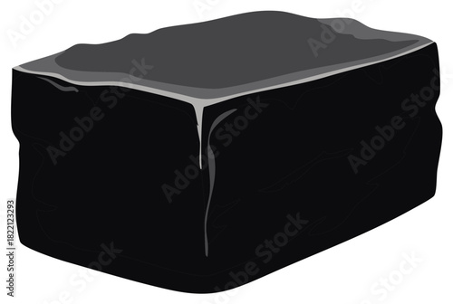 Stylized vector illustration of a single raw lump of black fossil fuel coal
