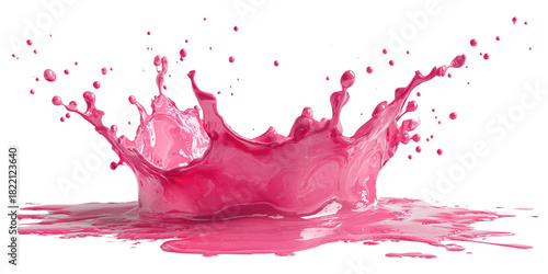 Pink liquid splash crown isolated on a transparent background