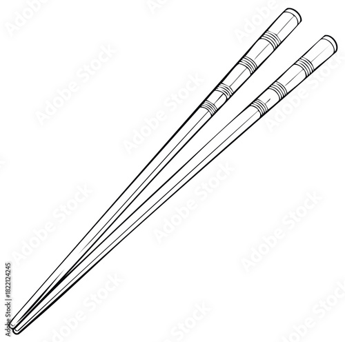 Black and white illustration of chopsticks