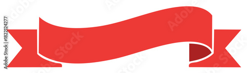 Red banner illustration with space for text. Ribbon shaped design element.