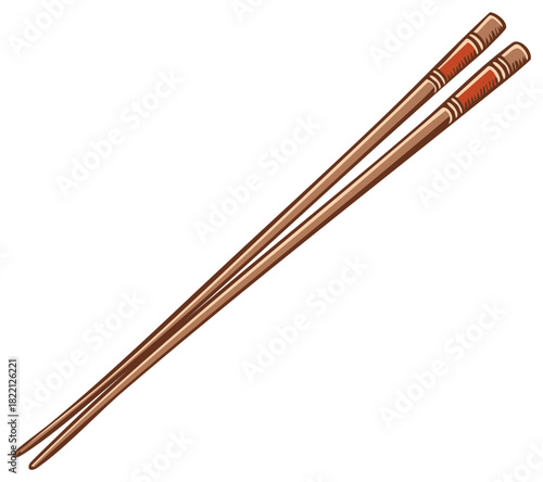 Elegant Asian Chopsticks Isolated Eating Utensils with Decorative Pattern