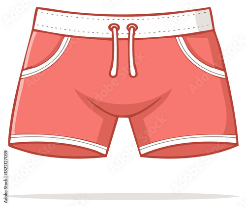 Pink cartoon shorts with white accents and drawstring detail
