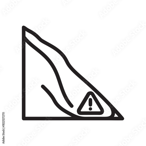 Black and white vector icon slippery road in winter bad weather caution sign