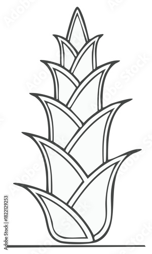 Elegant stylized botanical illustration of a pinecone or stylized flower design with layered petals in a clean line art style