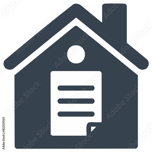 Home ownership document paperwork inside house icon representing real estate contract or legal agreement