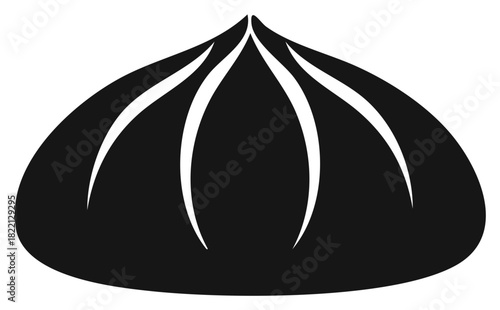 Black silhouette icon of a traditional pleated dumpling often associated with Georgian cuisine