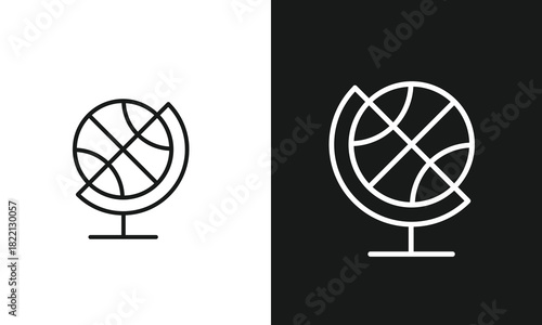 World Globe and Earth Planet Line Art Icon for Education, Geography, and Global Internet Symbols