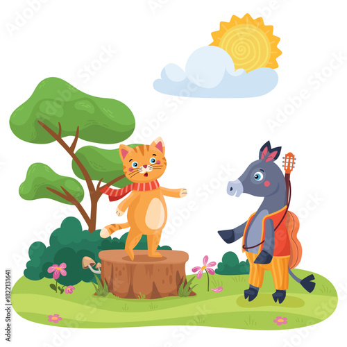 Vector illustration, children's cartoon, fairy tale characters, funny heroes