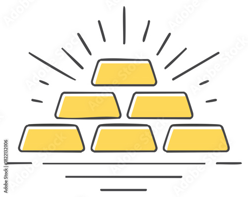 Stack of Gold Bars Illustration, Financial Concept of Wealth and Investment
