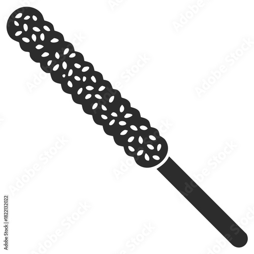 Monochrome depiction of long pepper pod on stick. Traditional Asian ingredient. Cooking.
