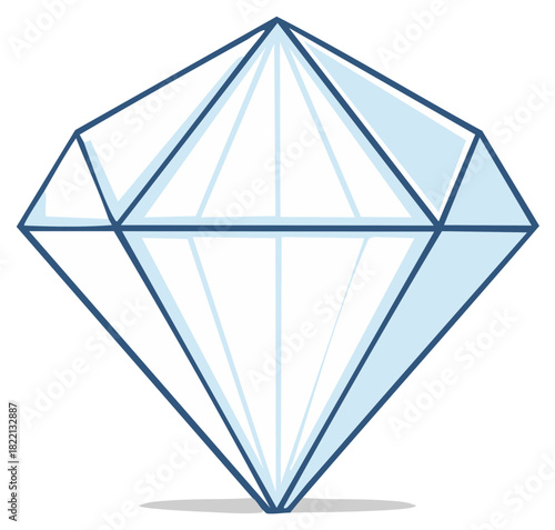 Sparkling Diamond Gemstone Graphic Illustration in Cartoon Style for Print or Web Design Element
