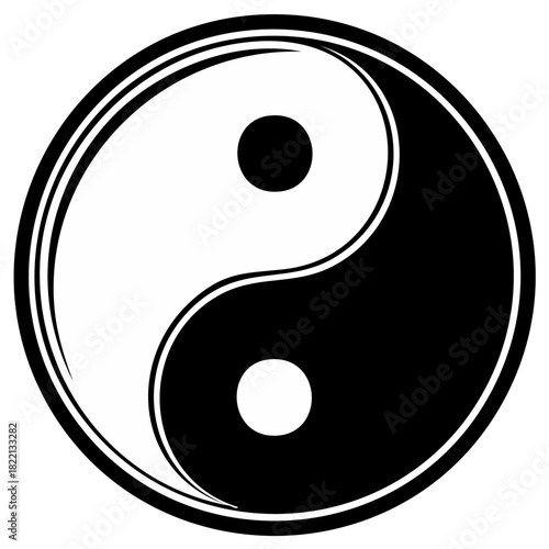 Classic black and white Yin Yang symbol representing universal balance and harmony opposing forces
